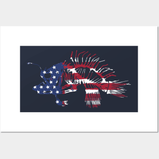 American Flag Angler Fish Skeleton American Fishing Posters and Art